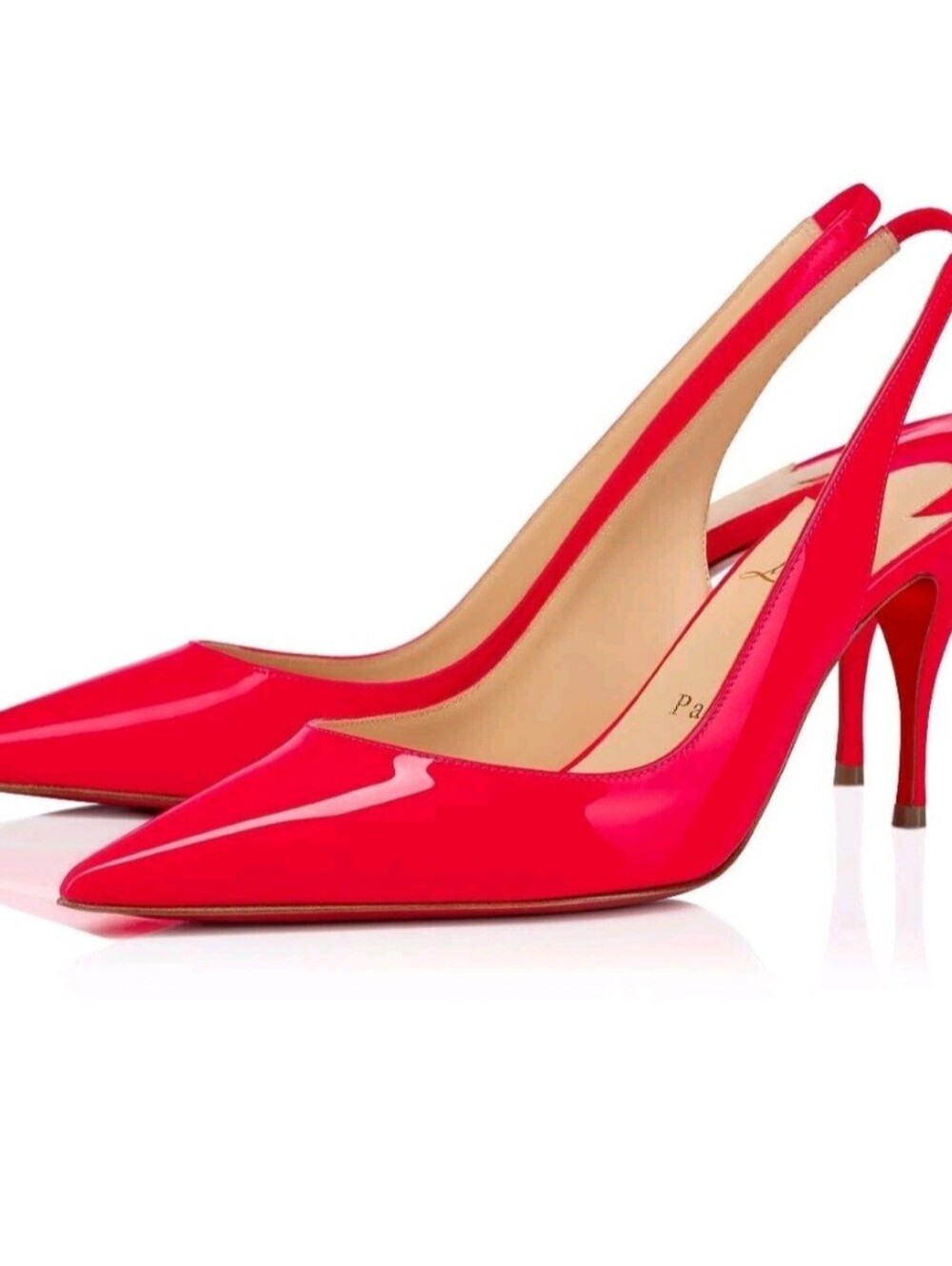 Christian Louboutin Clare Sling 80mm Rose Pink Patent Slingback Heel Pump 40